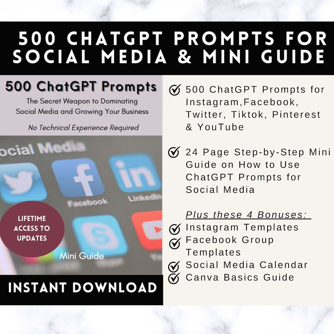 Chatgpt Prompts for Social Media Marketing Chatgpt Guide for Etsy